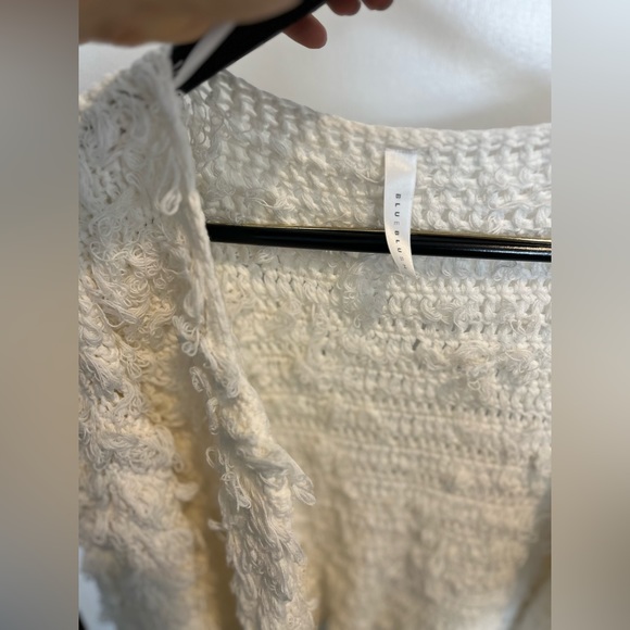 Blue Blush One Size Oversized Knit White Fringe Cardigan - Picture 4 of 6